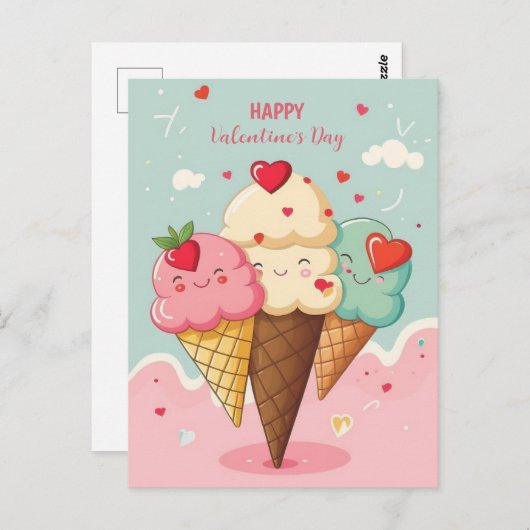 Eis Postkarte Valentinstag (Vorne/Hinten)