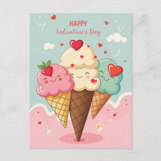 Eis Postkarte Valentinstag (Vorderseite)