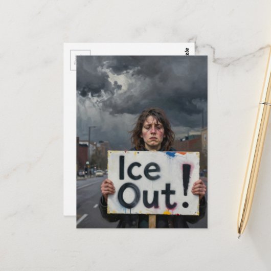 Eis-Protestdame in einer Stadt Postkarte (Vorderseite/Rückseite Beispiel)