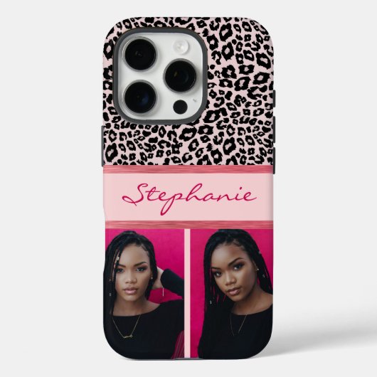 Eis rosa Leopard Print Foto Collage Case-Mate iPhone Hülle (Rückseite)