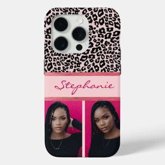 Eis rosa Leopard Print Foto Collage Case-Mate iPhone Hülle (Rückseite)