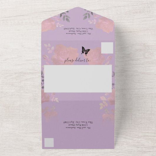 Eis Rose Rosa Blumenquinceanera Alles in einer Inv All In One Einladung (Außenbereich)