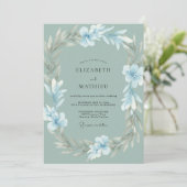 Eis Silber Kranz Hochzeit Einladung (Stehend Vorderseite)