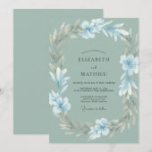 Eis Silber Kranz Hochzeit Einladung (Vorne/Hinten)