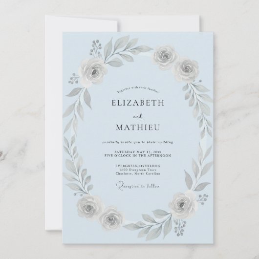 Eis-Silber-Petal-Hochzeit Einladung (Vorderseite)