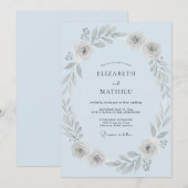 Eis-Silber-Petal-Hochzeit Einladung (Vorne/Hinten)