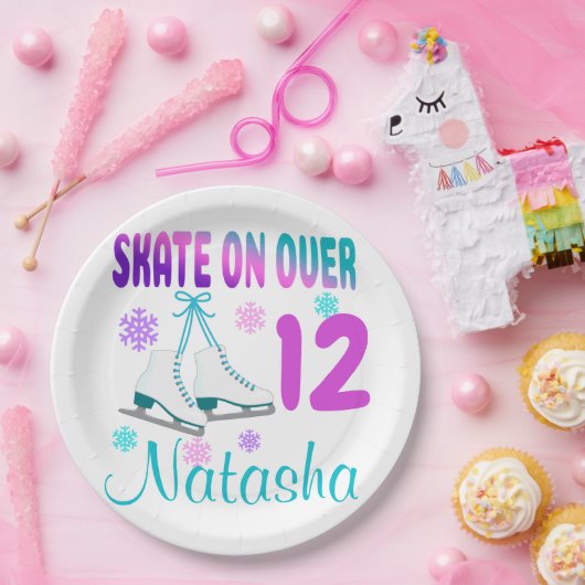 Eis Skate auf Over Birthday Girl Skater Pappteller (Party)