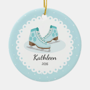 Eis-Skate datierten personalisierte Keramikornament