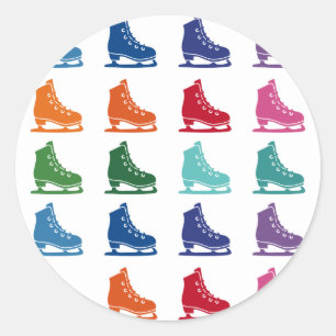 Eis-Skate farbiges Fun-Array Runder Aufkleber