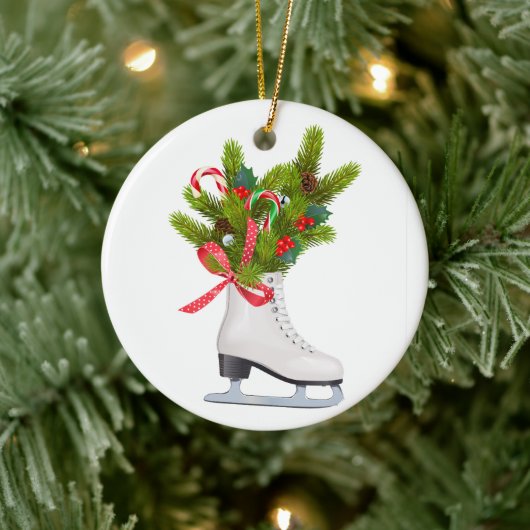 Eis Skate für Weihnachten Keramik Keramik Ornament (Baum)