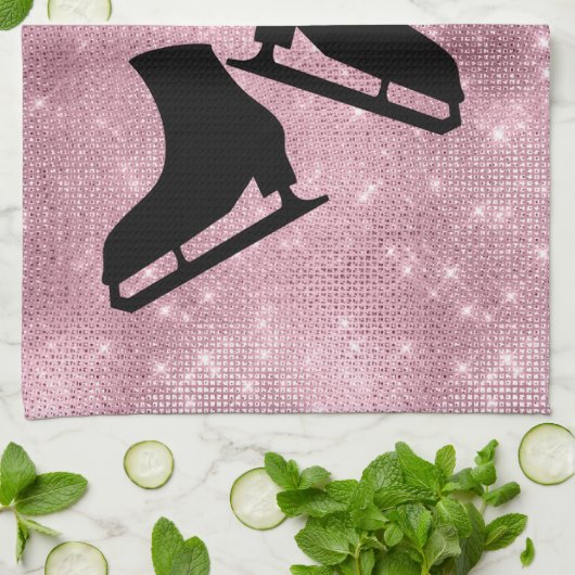 Eis Skate Handtuch Figur Skate rosa Funkeln (Gefaltet)