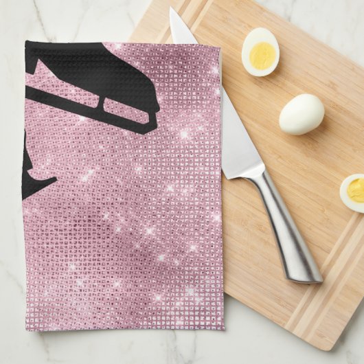 Eis Skate Handtuch Figur Skate rosa Funkeln (Viertel Falte)