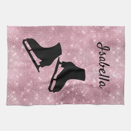 Eis Skate Handtuch Figur Skate rosa Funkeln (Horizontal)