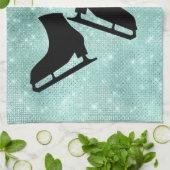 Eis Skate Handtuchfigur Skate türkis Funkeln Geschirrtuch (Gefaltet)