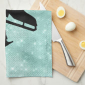 Eis Skate Handtuchfigur Skate türkis Funkeln Geschirrtuch (Viertel Falte)