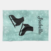 Eis Skate Handtuchfigur Skate türkis Funkeln Geschirrtuch (Horizontal)