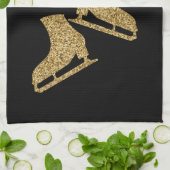 Eis Skate Handtuchhalter Skate Schwarzer Glitzer Geschirrtuch (Gefaltet)