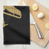 Eis Skate Handtuchhalter Skate Schwarzer Glitzer Geschirrtuch (Viertel Falte)