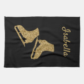 Eis Skate Handtuchhalter Skate Schwarzer Glitzer Geschirrtuch (Horizontal)