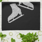 Eis Skate Handtuchhalter Skate Schwarzer Glitzer Geschirrtuch (Gefaltet)