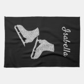 Eis Skate Handtuchhalter Skate Schwarzer Glitzer Geschirrtuch (Horizontal)