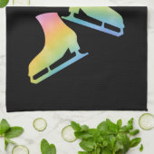 Eis Skate Handtuchhalter Skate Schwarzer Regenboge Geschirrtuch (Gefaltet)