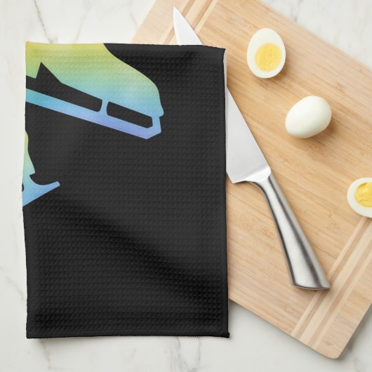 Eis Skate Handtuchhalter Skate Schwarzer Regenboge Geschirrtuch (Viertel Falte)