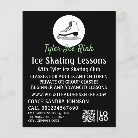 Eis-Skate-Logo, Ice-Skaten-Lektion Flyer (Vorne)