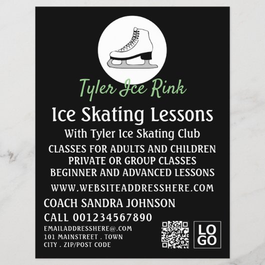 Eis-Skate-Logo, Ice-Skaten-Lektion Flyer (Vorne)