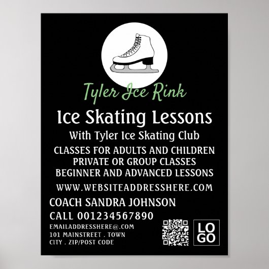 Eis-Skate-Logo, Ice-Skaten-Lektion Poster (Vorne)