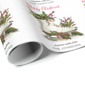 Eis Skate mit grünem Weihnachtspapier Geschenkpapier (Rolleneckpunkt)