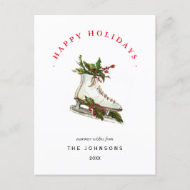 Eis Skate mit Grünpflanzen Nicht-Foto-Ferienkarte Feiertagspostkarte