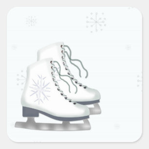 Eis, Skate, Schneeflocken Quadratischer Aufkleber