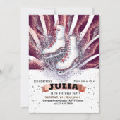 Eis Skate Skaten silber glänzend lila violett Einladung (Vorderseite)