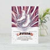 Eis Skate Skaten silber glänzend lila violett Einladung (Stehend Vorderseite)