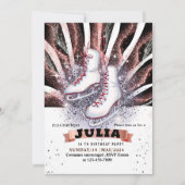 Eis Skate Skaten silber glänzend pink schwarz Einladung (Vorderseite)