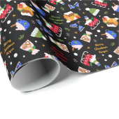 Eis Skate Snowman und Sleigh Personalisiert Geschenkpapier (Rolleneckpunkt)