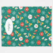 Eis-Skate und Schneeflocken-Aquamarines Monogramm- Fleecedecke (Vorderseite (Horizontal))