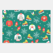 Eis-Skate und Schneeflocken-Aquamarines Monogramm- Geschenkpapier Set (Vorderseite 2)