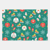 Eis-Skate und Schneeflocken-Aquamarines Monogramm- Geschenkpapier Set (Vorderseite)