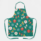 Eis-Skate und Schneeflocken Aquamarines Monogramm- Schürze (Vorderseite)