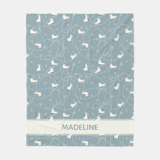 Eis-Skate und Schneeflockenmuster Fleecedecke (Vorderseite)