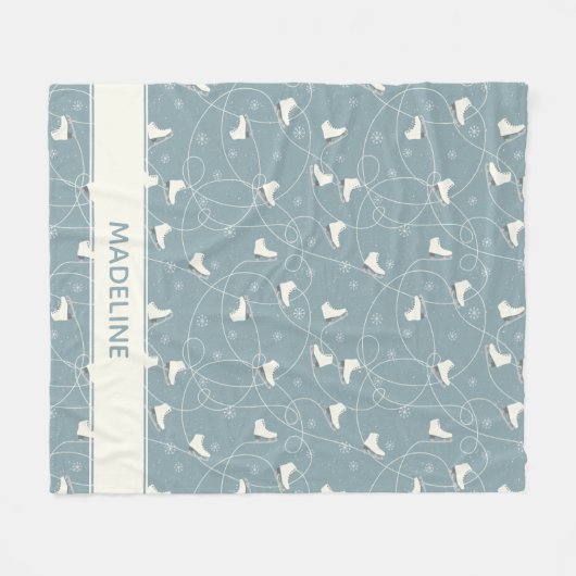 Eis-Skate und Schneeflockenmuster Fleecedecke (Vorderseite (Horizontal))