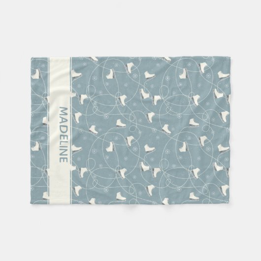 Eis-Skate und Schneeflockenmuster Fleecedecke (Vorderseite (Horizontal))