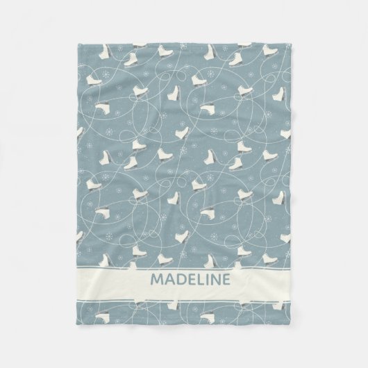 Eis-Skate und Schneeflockenmuster Fleecedecke (Vorderseite)