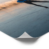 Eis Skaten an Windmühle und Schilfposter Poster (Ecke)