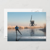 Eis Skaten an Windmühle vorbei und Schilf Bar Post Postkarte (Vorne/Hinten)