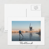 Eis Skaten an Windmühle vorbei und weiße Postkarte (Vorne/Hinten)