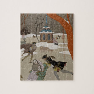 Eis-Skaten auf dem gefrorenen See Puzzle