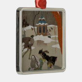 Eis-Skaten auf dem gefrorenen See Silbernes Ornament (Rechts)